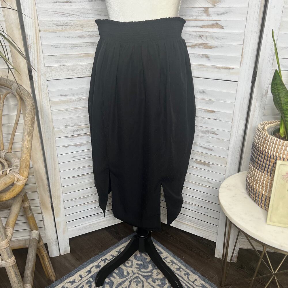 UNIVERSAL STANDARD Women's XS 10 12 Blair Swiss Dot Midi Skirt Chiffon Black - Picture 12 of 14